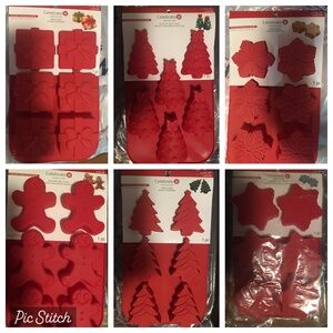 NEW Lot of 6 Silicone Form/Mold Snowflake Christmas Tree Present Gingerbread Man
